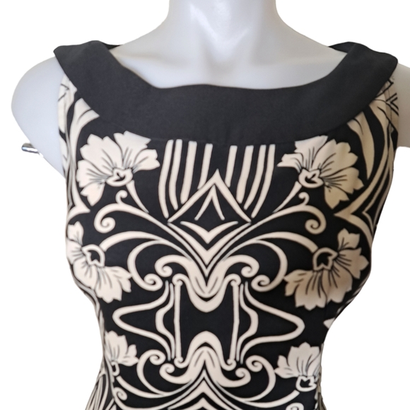 Connected Apparel Pencil Cream & Black Women's Sleeveless Dress 10 - Picture 3 of 14